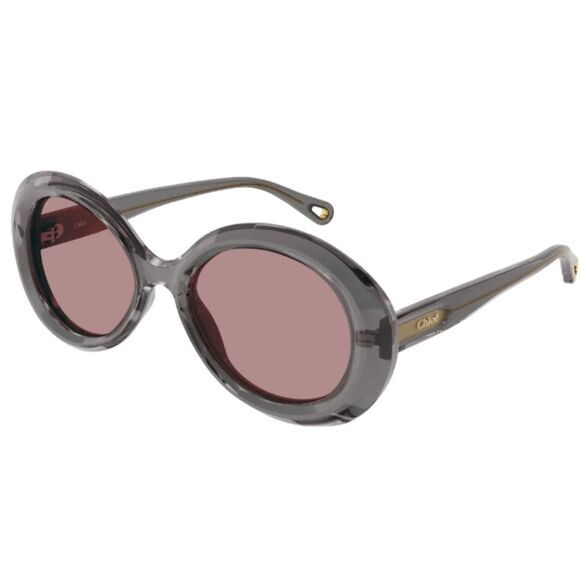 CHLOE Grey Transparent/Rose Oval Biobased Material sunglasses - Picture 2 of 15